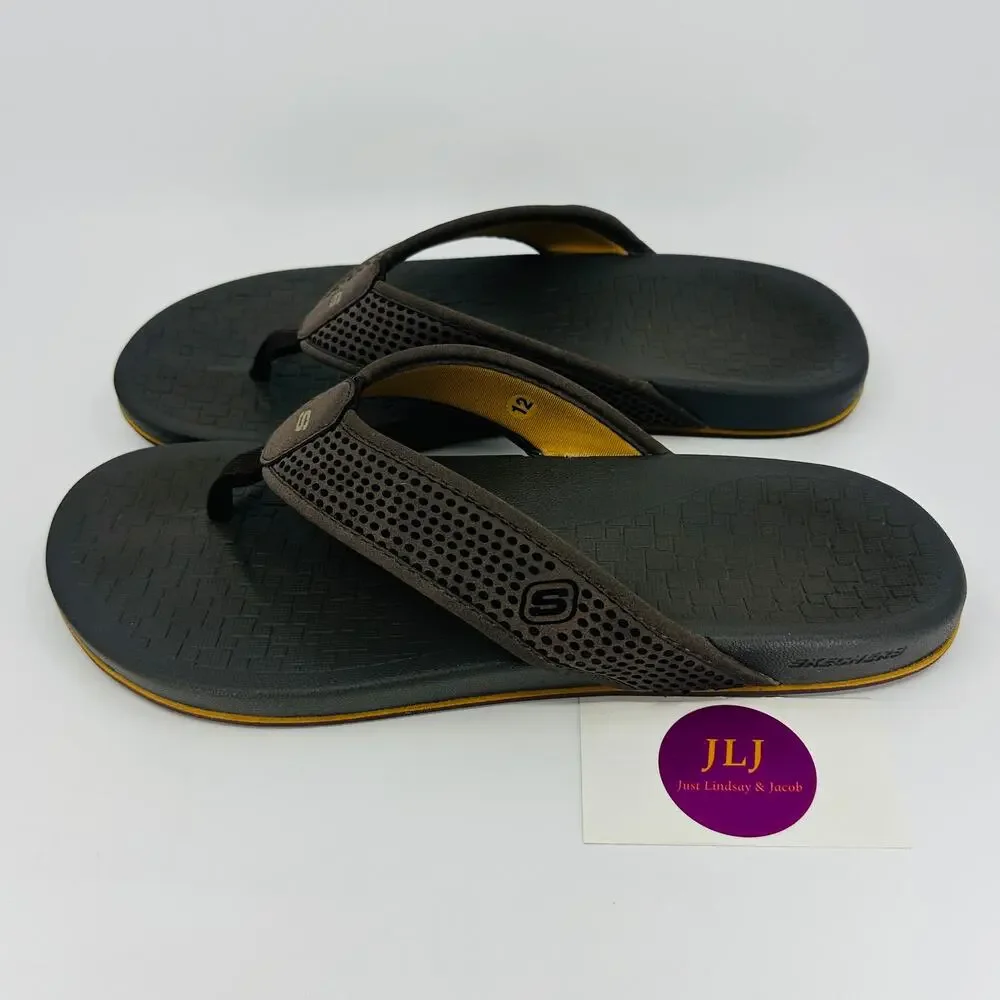 Skechers Men's Relaxed Fit: Pelem - Emiro Thong Sandals Dark Brown 65093 Size 12